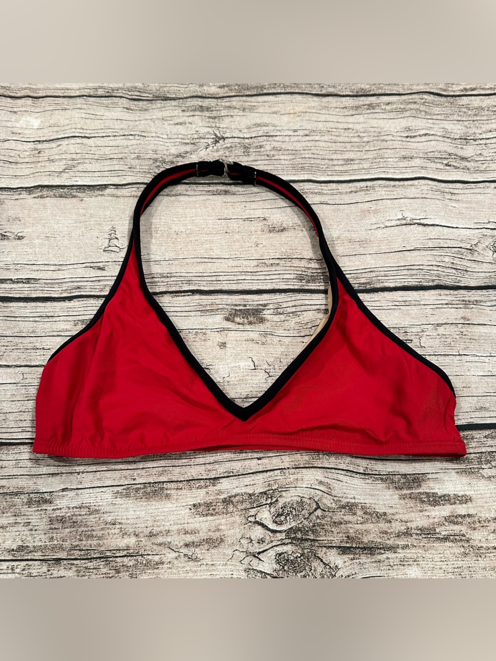 Ralph Lauren Sport Red Halter Bikini Top with Black Trim Size 8